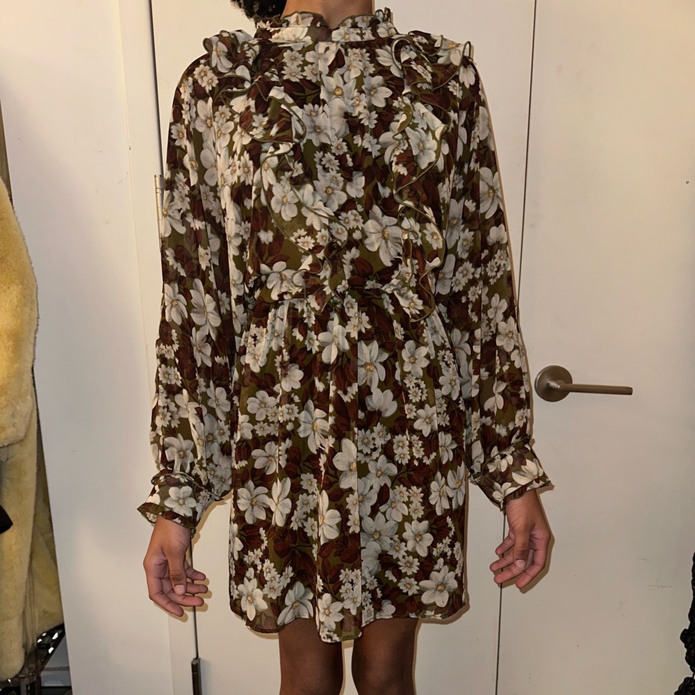 Brown floral dress